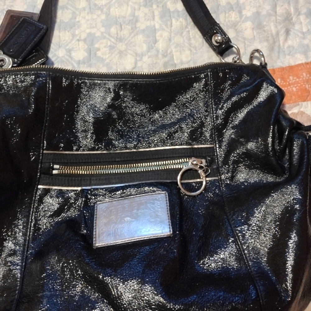Black patent Coach handbag